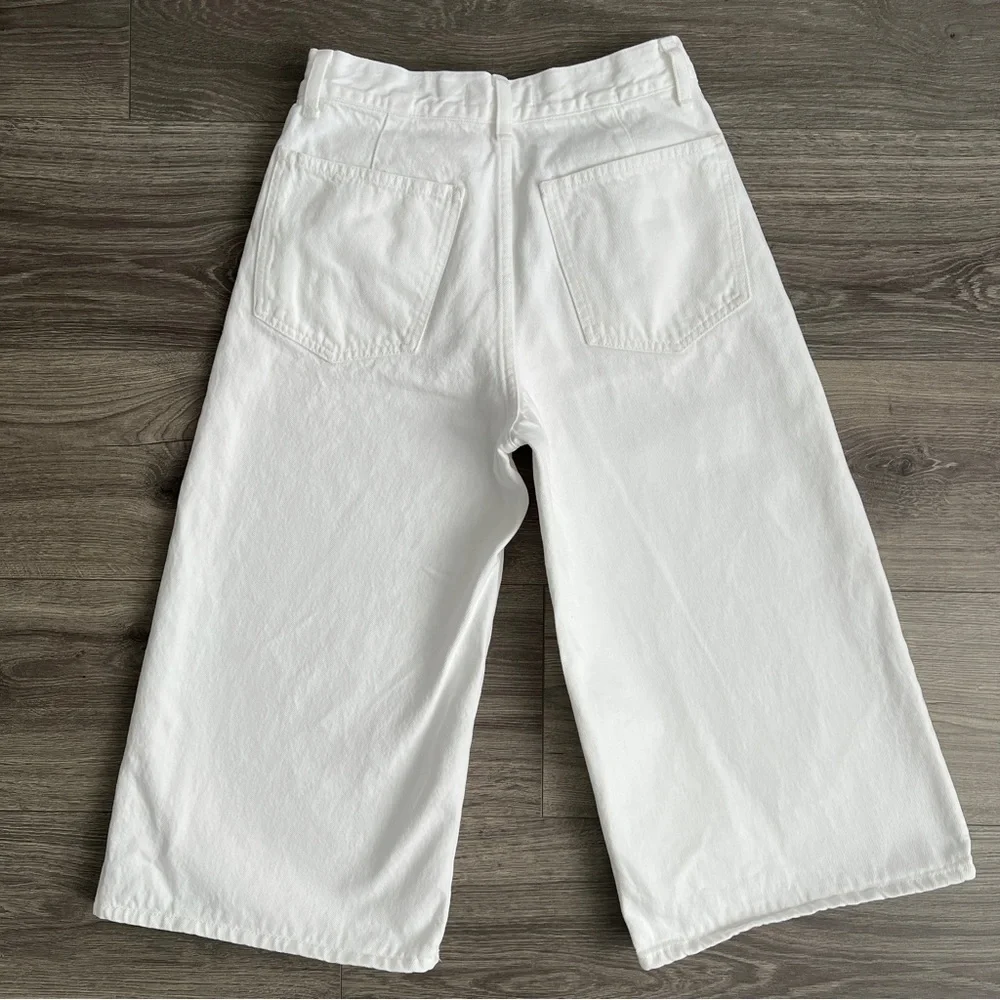 MADEWELL Denim Culottes Size 24 Pure White Wide Leg High Rise Relaxed Boho Retro